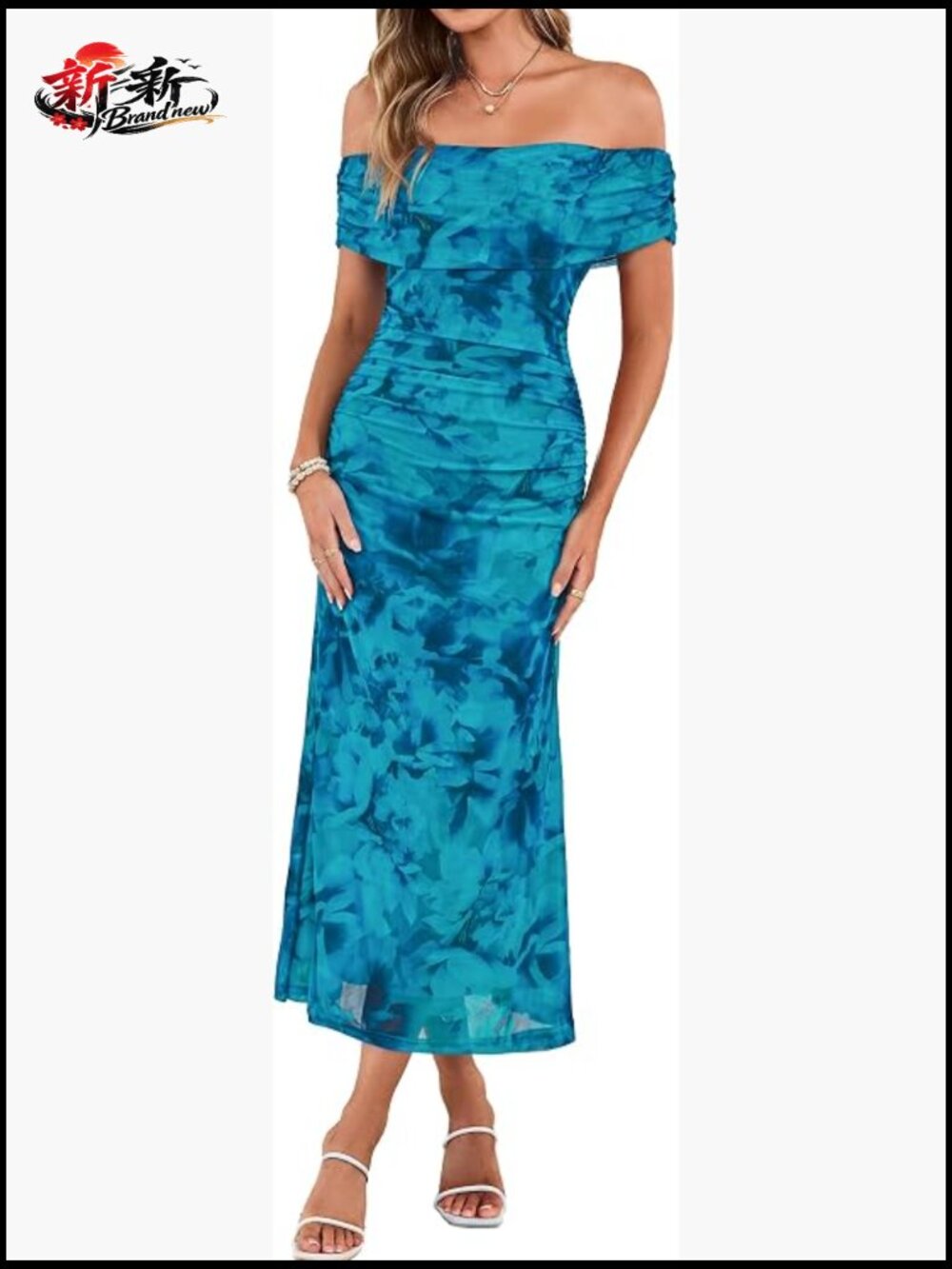 Off Shoulder Floral Maxi Dress Wedding Guest Sleeveless Summer